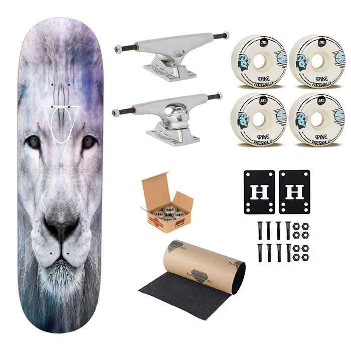 Simba White Triangle Skateboard Complete Board 8.0" X 31.75"