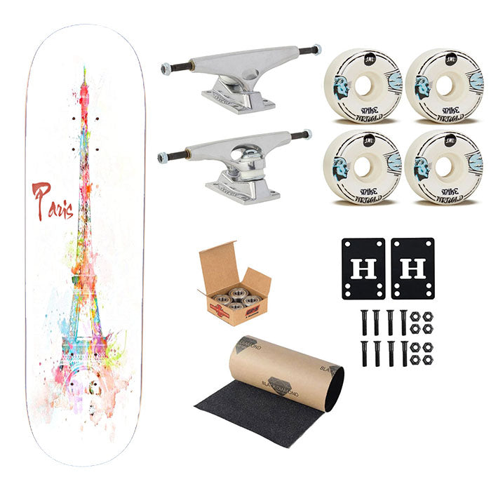 Simple Paris Design Skateboard Complete Board 8.0" X 31.75"
