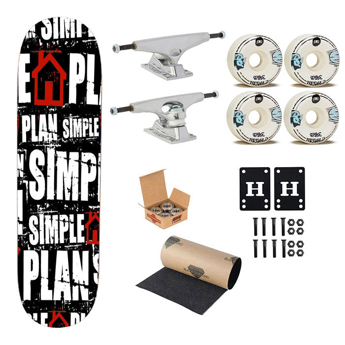 Simple Plan Many Pattern Skateboard Complete Board 8.0" X 31.75"