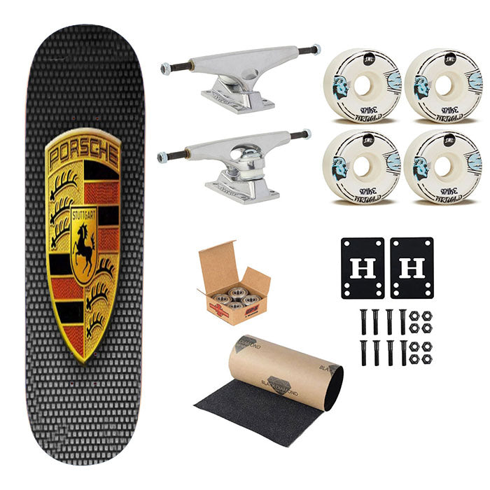Simple Porsche Logo Skateboard Complete Board 8.0" X 31.75"
