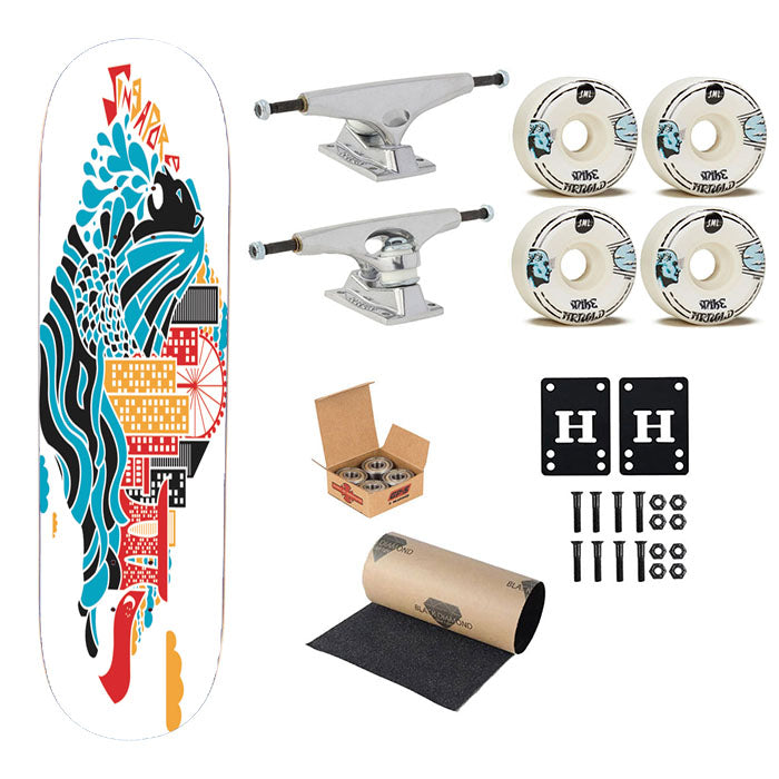Singapore Art Cover Skateboard Complete Board 8.0" X 31.75"