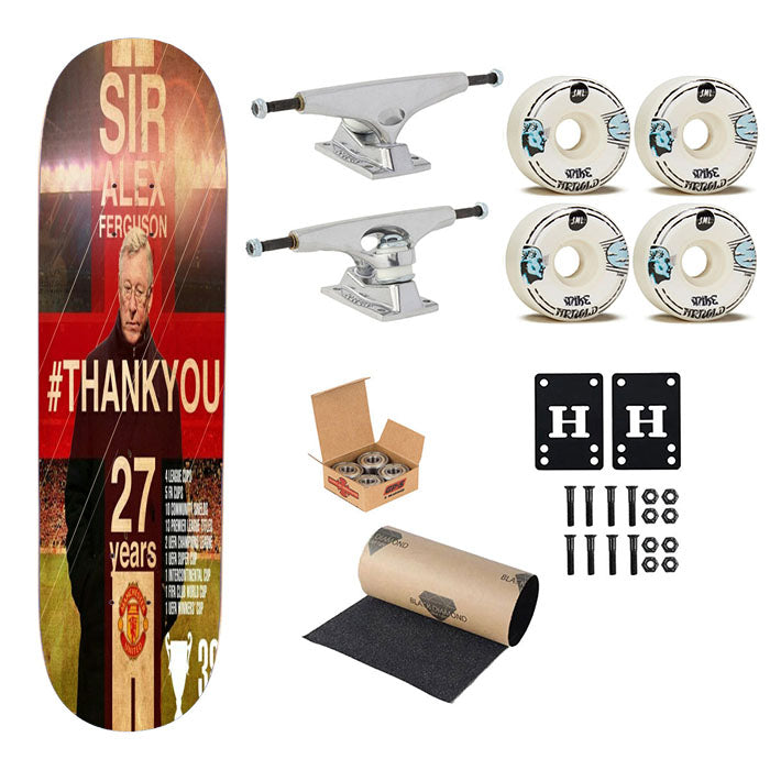 Sir Alex Ferguson Thank You Skateboard Complete Board 8.0" X 31.75"