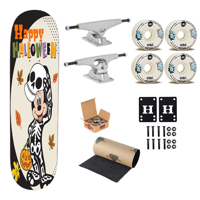 Skeleton Mickey Happy Halloween Skateboard Complete Board 8.0" X 31.75"