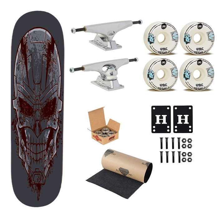 Skull Cyborg Skateboard Complete Board 8.0" X 31.75"