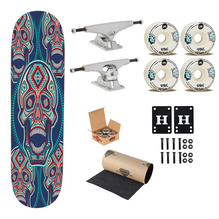 Skull Pattern Oldschool Skateboard Complete Board 8.0" X 31.75"