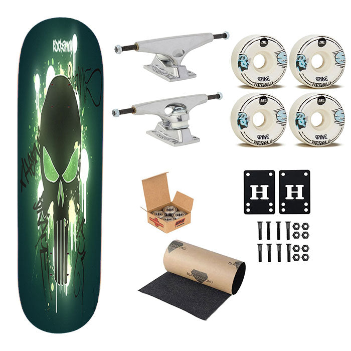 Skull Punisher Graffiti Skateboard Complete Board 8.0" X 31.75"