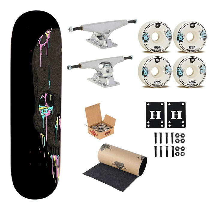 Skull Rainbow Leaf Skateboard Complete Board 8.0" X 31.75"
