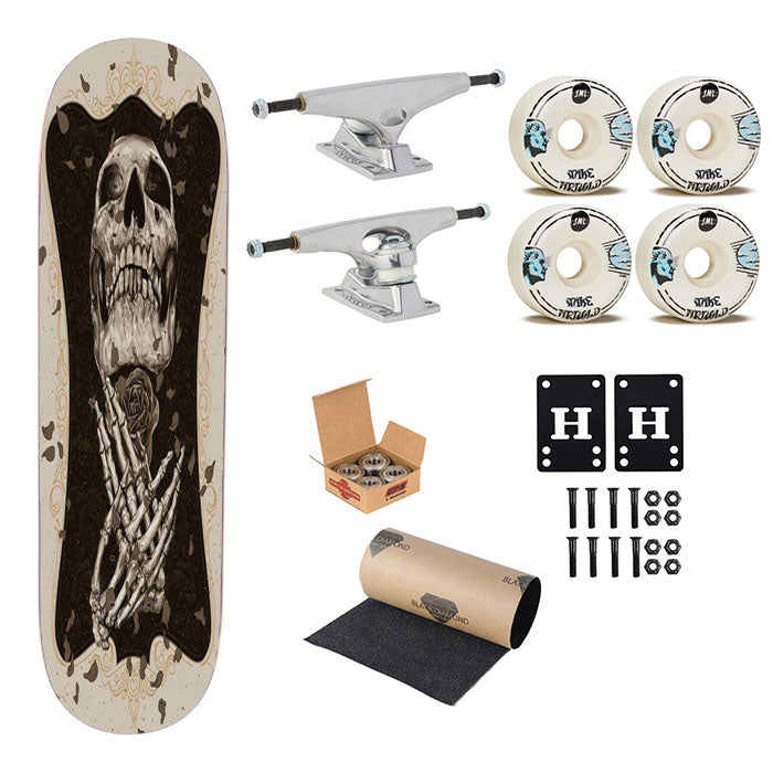 Skull Roses Skateboard Complete Board 8.0" X 31.75"