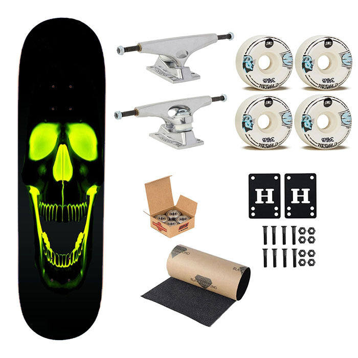 Skull With Light Skateboard Complete Board 8.0" X 31.75"
