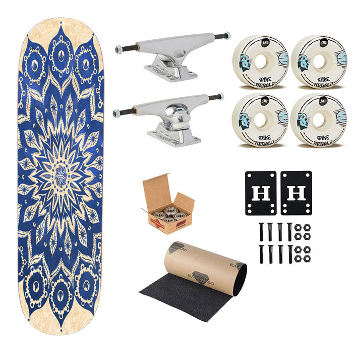 Sky Floral Mandala Skateboard Complete Board 8.0" X 31.75"