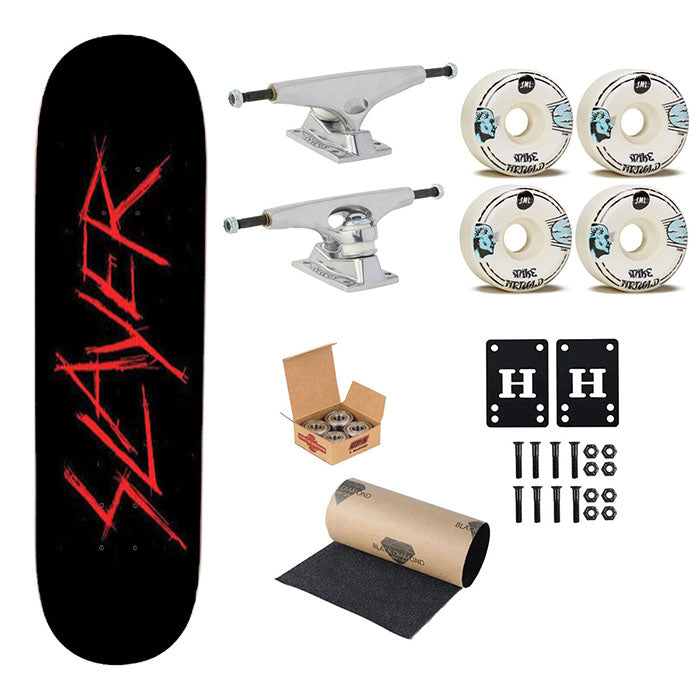 Slayer Logo Red Skateboard Complete Board 8.0" X 31.75"