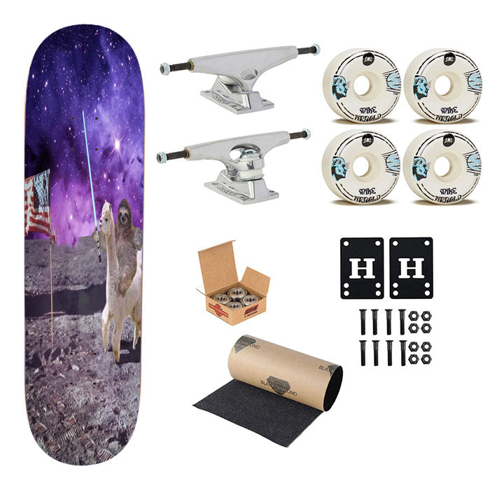 Sloth On Galaxy Skateboard Complete Board 8.0" X 31.75"