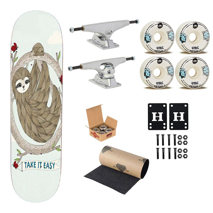 Sloth Take It Easy Skateboard Complete Board 8.0" X 31.75"