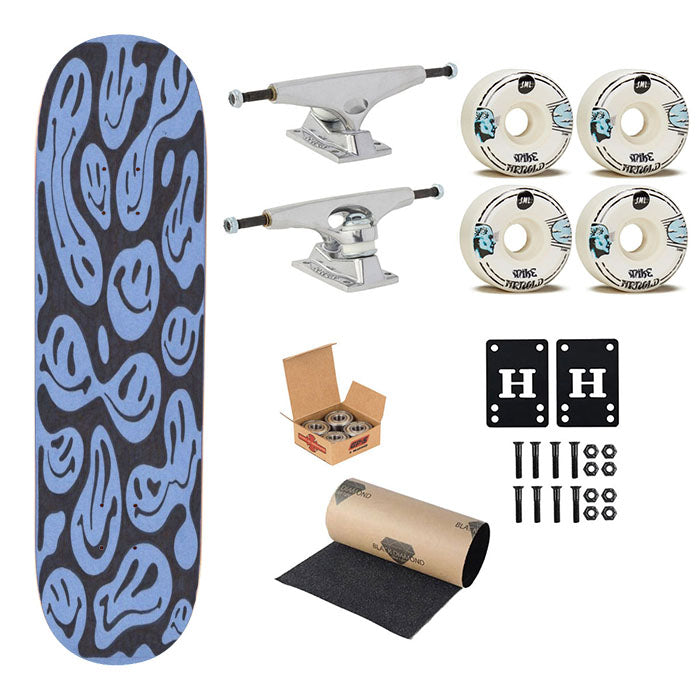 Smiley Melt Pattern Prot Skateboard Complete Board 8.0" X 31.75"