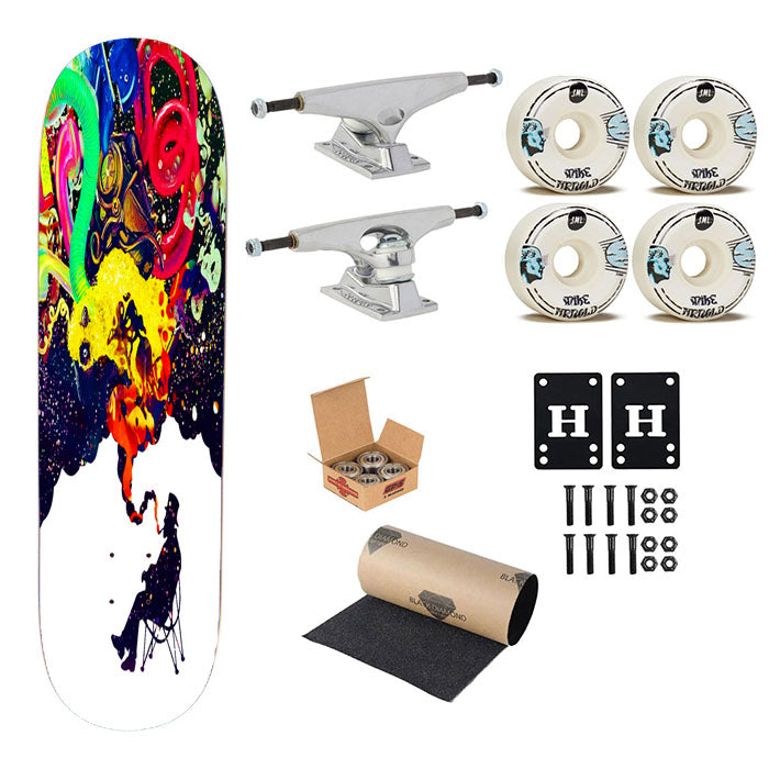 Smoking Astronauts Colorful Skateboard Complete Board 8.0" X 31.75"