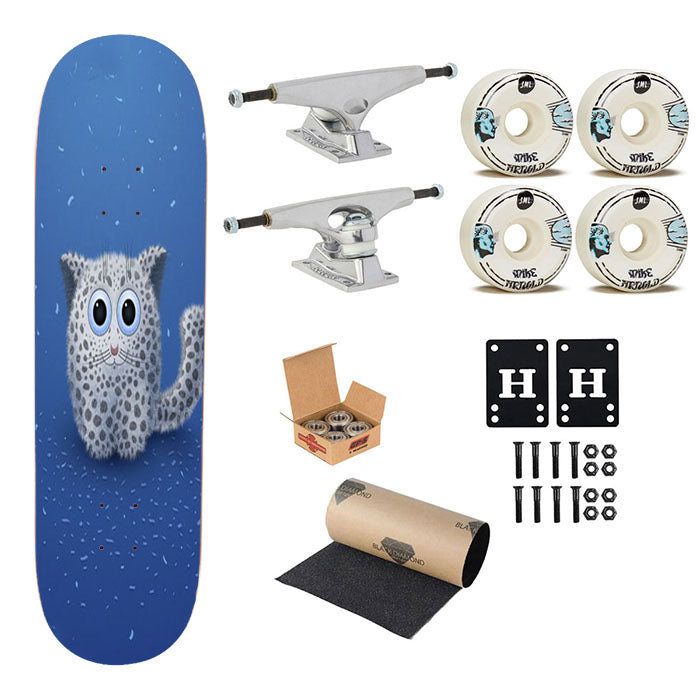 Snow Leopard Toon Skateboard Complete Board 8.0" X 31.75"