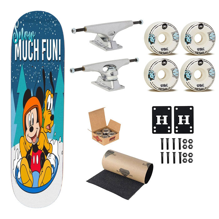 Snow Much Fun Mickey Skateboard Complete Board 8.0" X 31.75"
