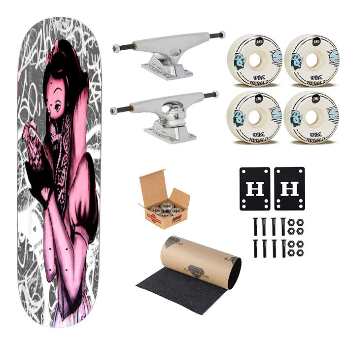 Snow White Banksy Art Skateboard Complete Board 8.0" X 31.75"