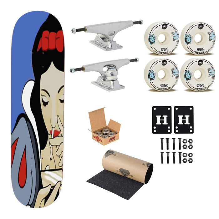 Snow White Punk Smoking Skateboard Complete Board 8.0" X 31.75"