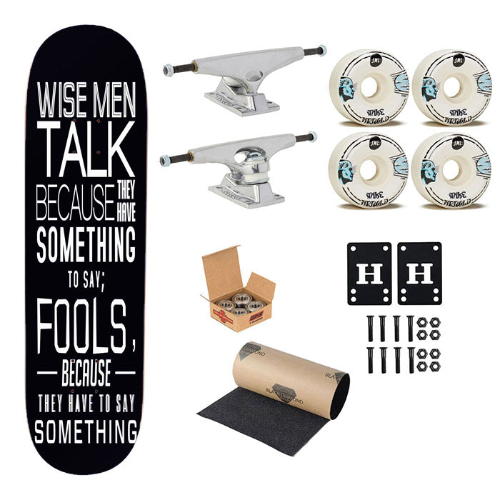 Something Quote Black Skateboard Complete Board 8.0" X 31.75"