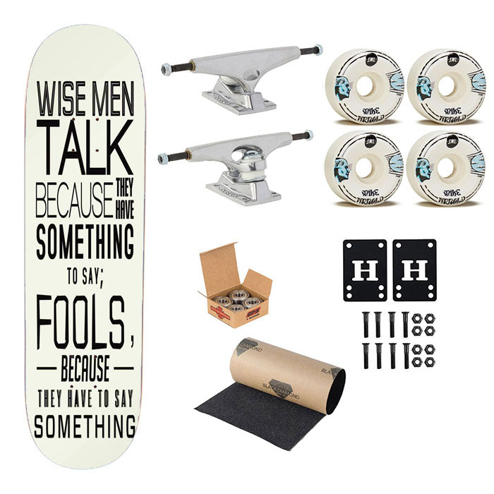 Something Quote White Skateboard Complete Board 8.0" X 31.75"