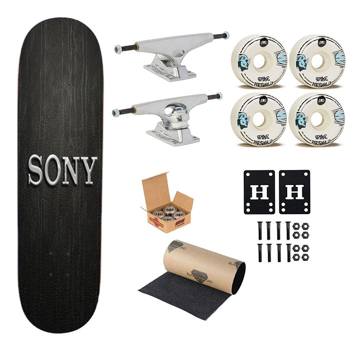 Sony Logo Black Action Skateboard Complete Board 8.0" X 31.75"