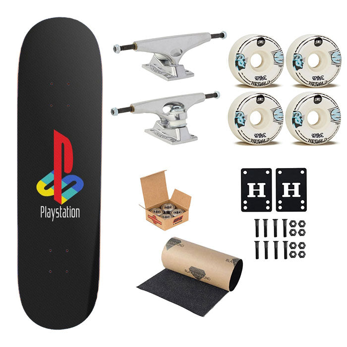 Sony Playstation Logo Dark Skateboard Complete Board 8.0" X 31.75"