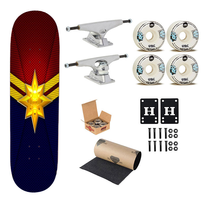 Sophisticated Captain Marvel Wallpaper Skateboard Complete Board 8.0" X 31.75"