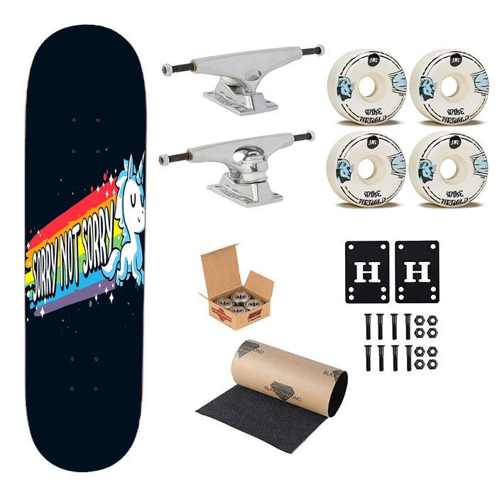 Sorry Not Sorry Unicorn Skateboard Complete Board 8.0" X 31.75"