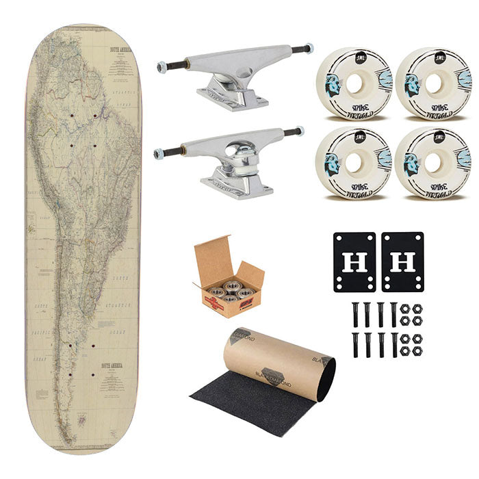 South America Map From 1861 Skateboard Complete Board 8.0" X 31.75"