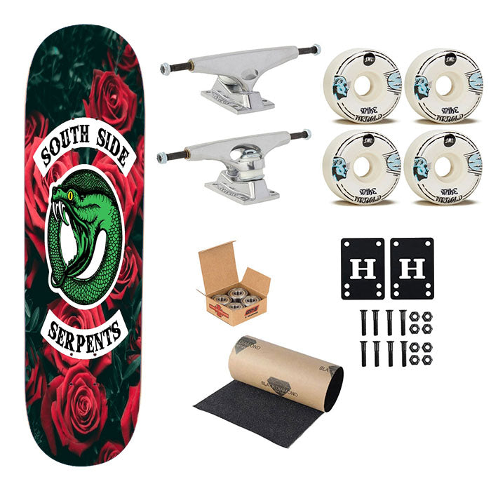 Southside Serpents Red Rose Flower Skateboard Complete Board 8.0" X 31.75"