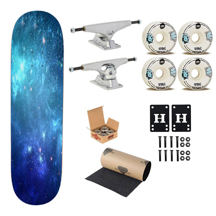 Space Blue Dots Skateboard Complete Board 8.0" X 31.75"