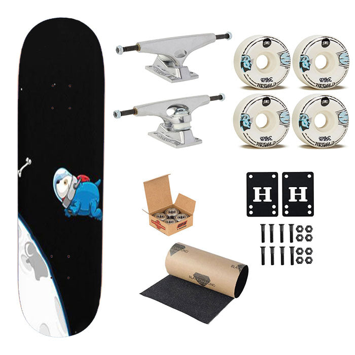 Space Dog Chasing A Bone Skateboard Complete Board 8.0" X 31.75"