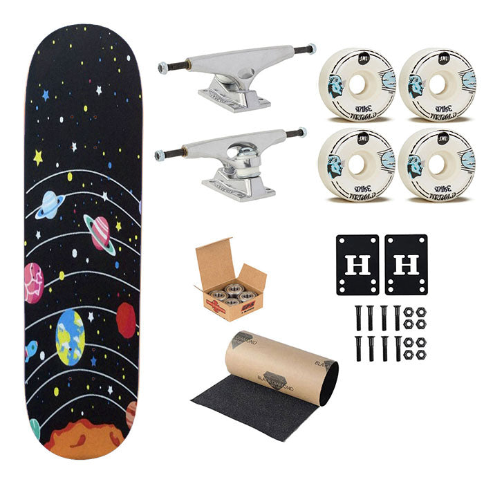 Space Solar System Universe Planet Stars Skateboard Complete Board 8.0" X 31.75"