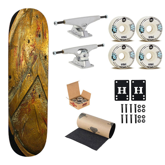 Spartan Gold Shield Strength Skateboard Complete Board 8.0" X 31.75"