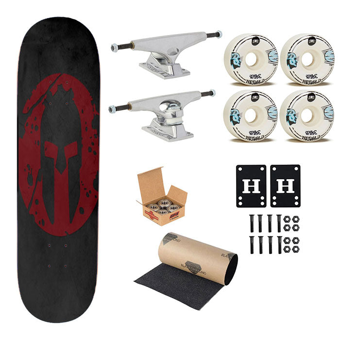 Spartan Soldier Mask Logo Skateboard Complete Board 8.0" X 31.75"