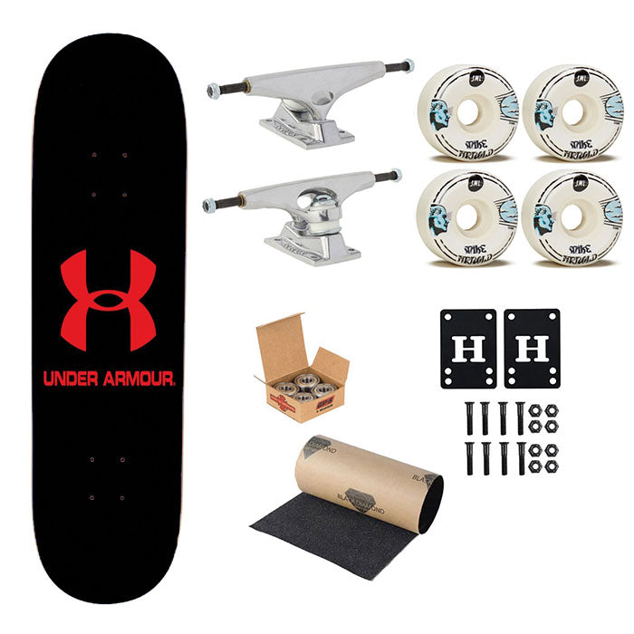 Spicy Red Under Armour Logo Skateboard Complete Board 8.0" X 31.75"