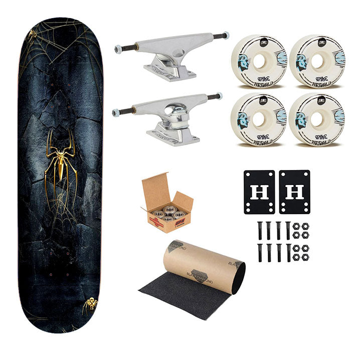 Spider Man Black And Gold Edition Skateboard Complete Board 8.0" X 31.75"