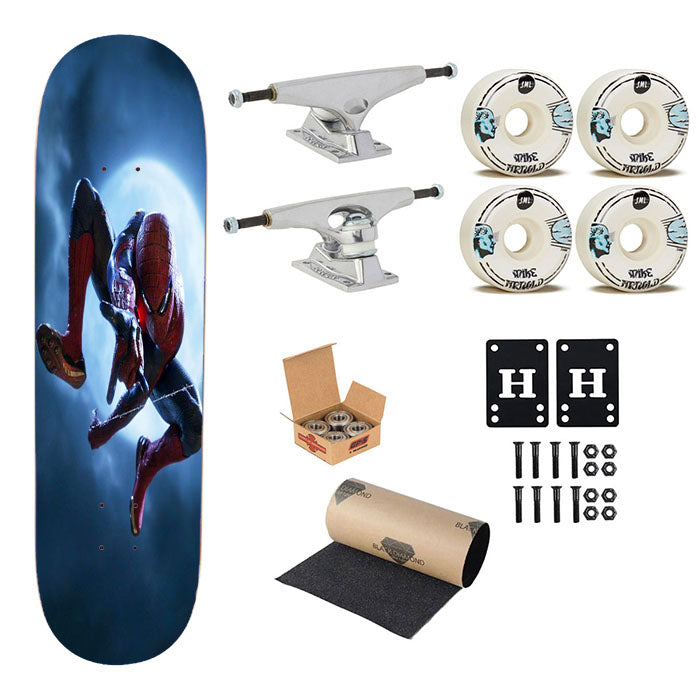Spider Man Fly In The Moon Skateboard Complete Board 8.0" X 31.75"