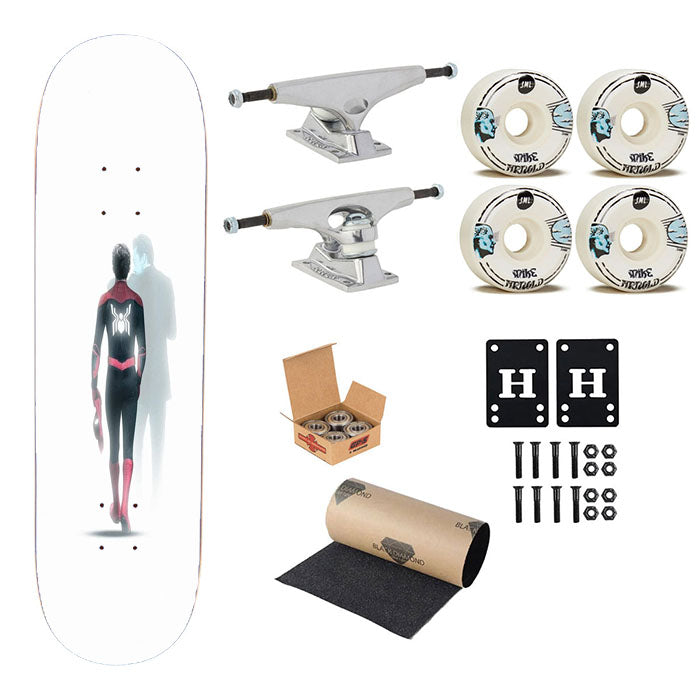 Spider Man Miss Tony Stark Shadow Skateboard Complete Board 8.0" X 31.75"