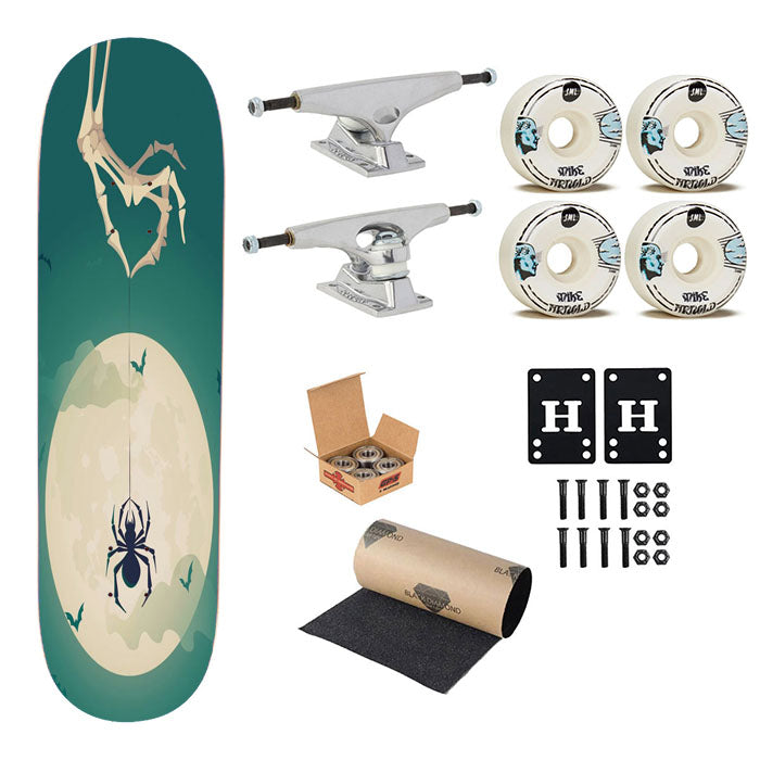 Spider Skull Hand Skateboard Complete Board 8.0" X 31.75"