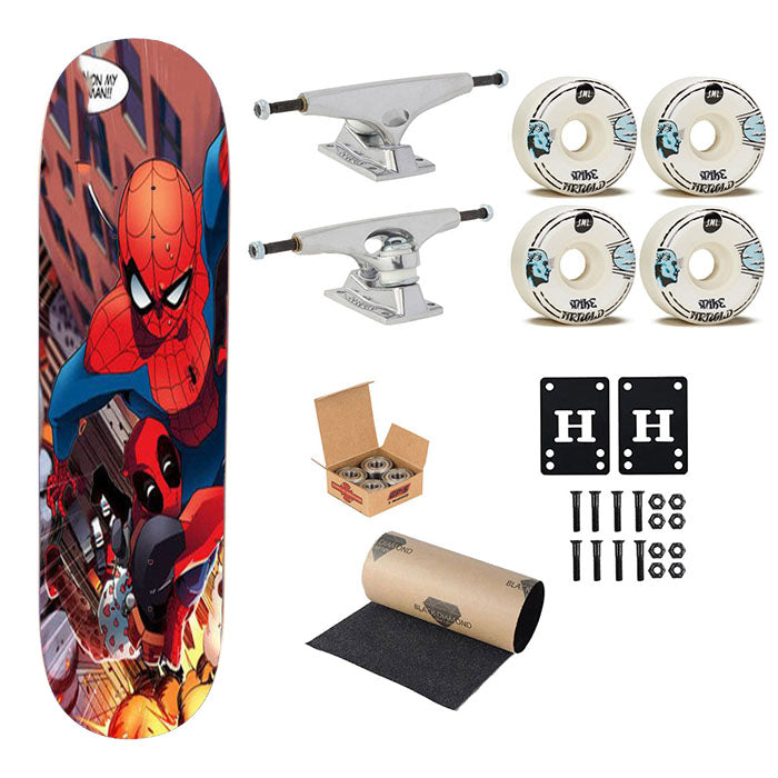 Spiderman And Deadpool Funny Skateboard Complete Board 8.0" X 31.75"