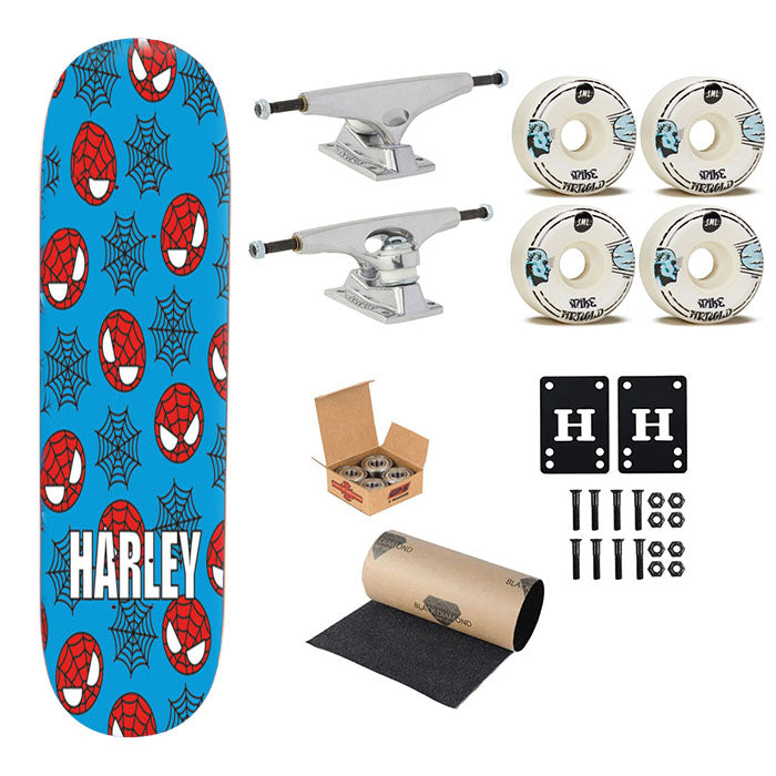 Spiderman And Webs Skateboard Complete Board 8.0" X 31.75"