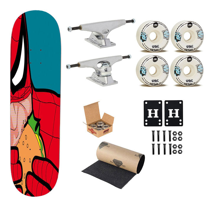 Spiderman Burger Skateboard Complete Board 8.0" X 31.75"