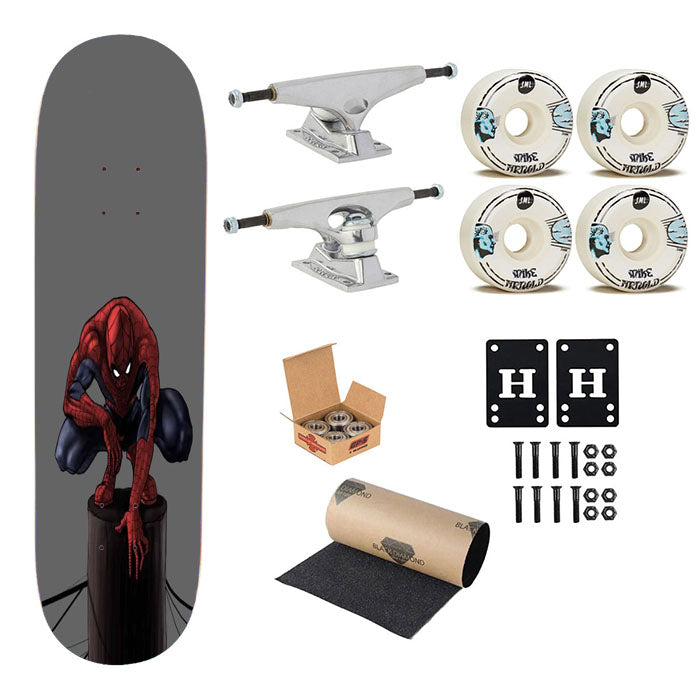 Spiderman Cityscape Cartoon Wallpaper Skateboard Complete Board 8.0" X 31.75"