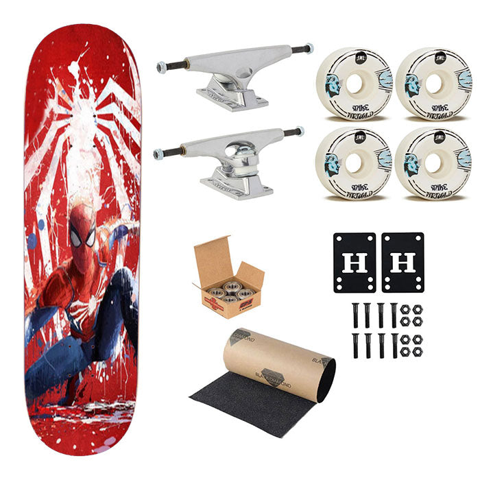 Spiderman Grunge Skateboard Complete Board 8.0" X 31.75"