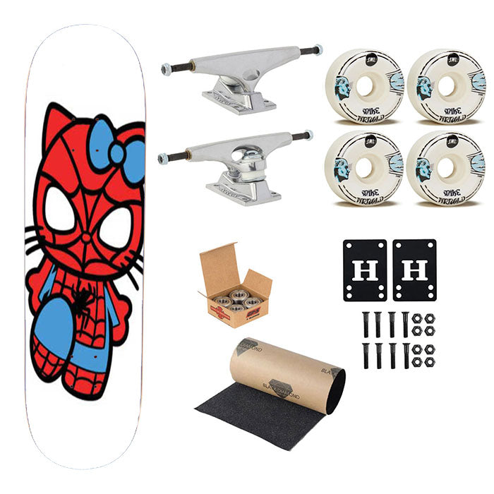 Spiderman Hello Kitty Skateboard Complete Board 8.0" X 31.75"