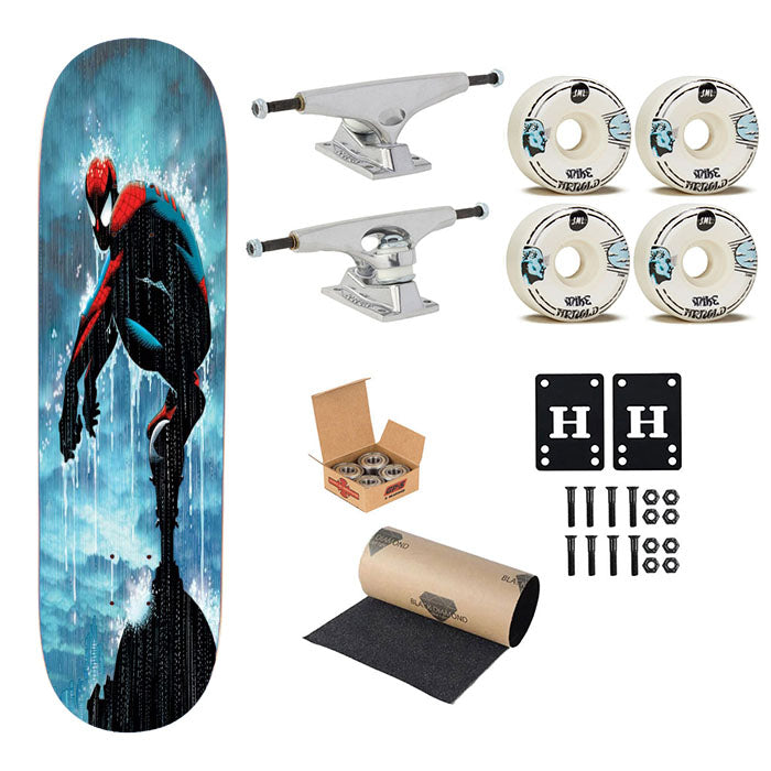 Spiderman In The Middle Of The Rain Skateboard Complete Board 8.0" X 31.75"