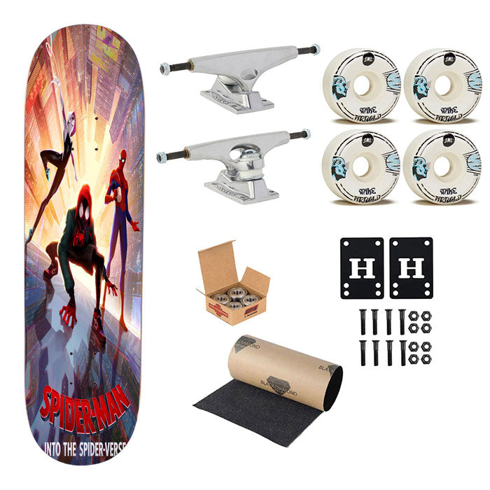 Spiderman In The Spiderverse Poster Skateboard Complete Board 8.0" X 31.75"
