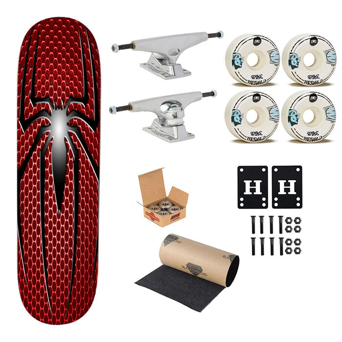 Spiderman Logo Skateboard Complete Board 8.0" X 31.75"